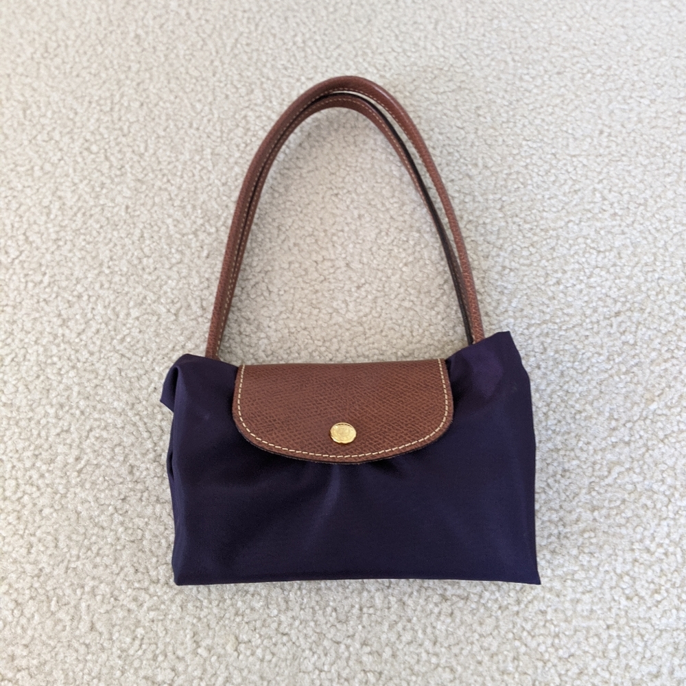 Purple Le Pliage Longchamp tote